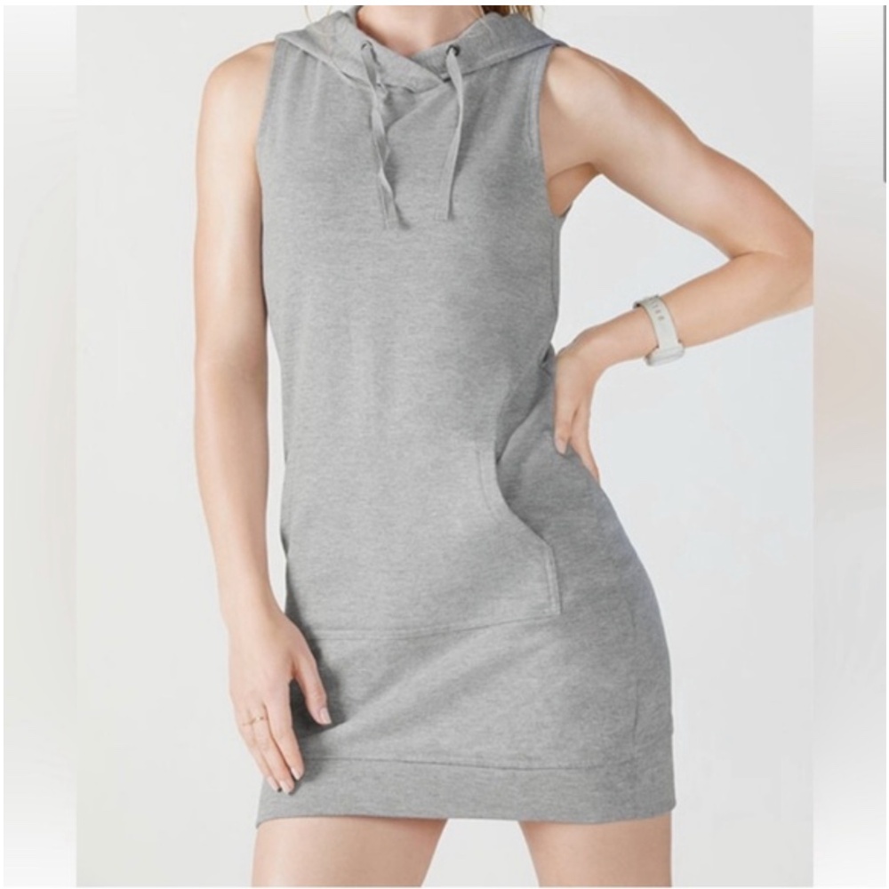 Fabletics Gray Sleeveless Hooded / Hoodie Mini Dress Size Large